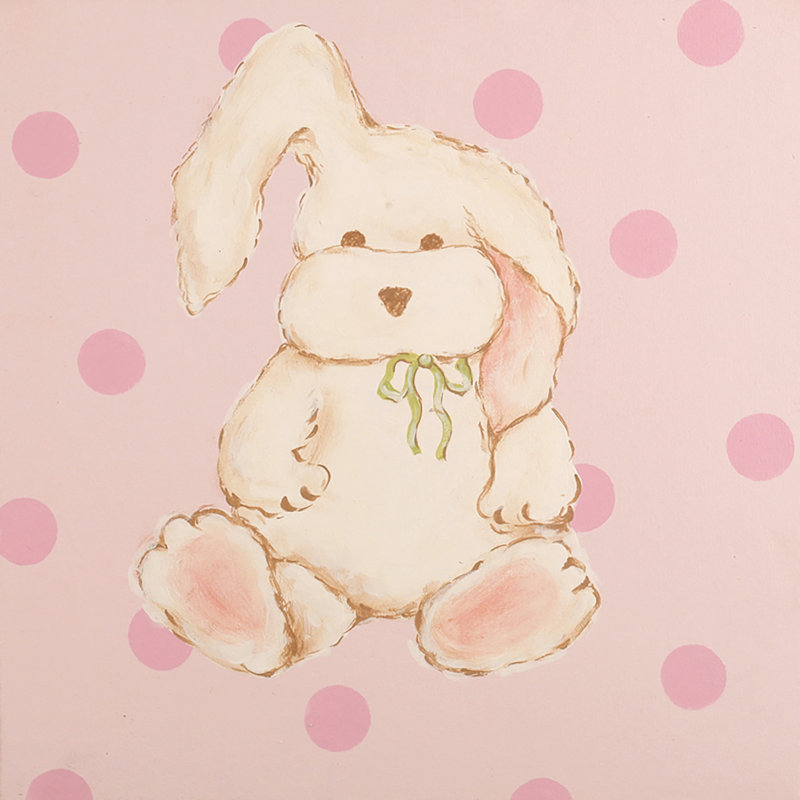 "Snuggly Bunny" by Reesa Qualia Painting Print on Wrapped Canvas, 32" H x 32" W x 1.5" D