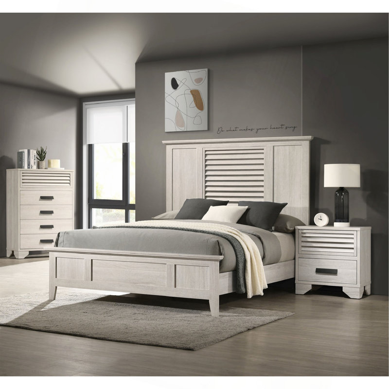 Mobilier de chambre à coucher 1 pièce à 5 tiroirs avec poignées à persiennes