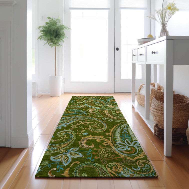 Premium Machine Washable Cerrito AMF533 Green Rug