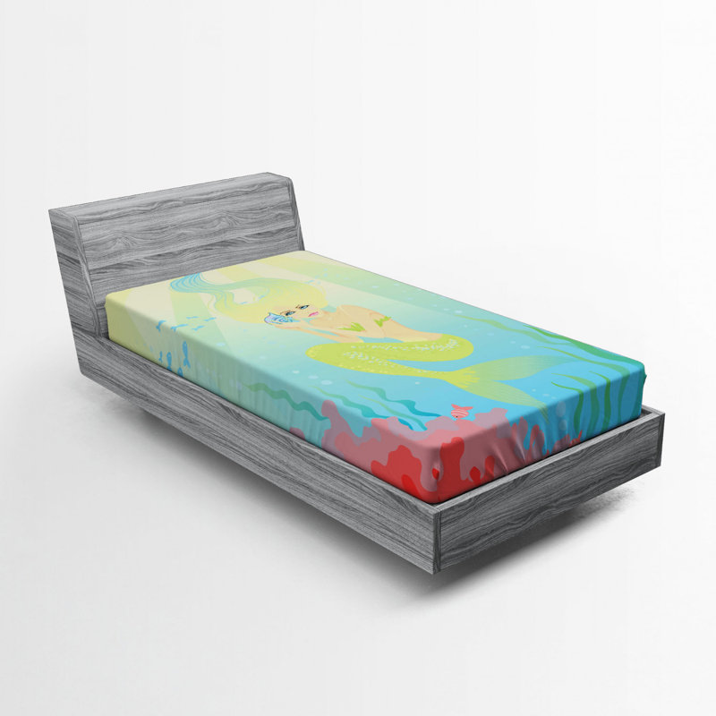 Mermaid Microfiber Fitted Sheet, Twin Fitted Sheet