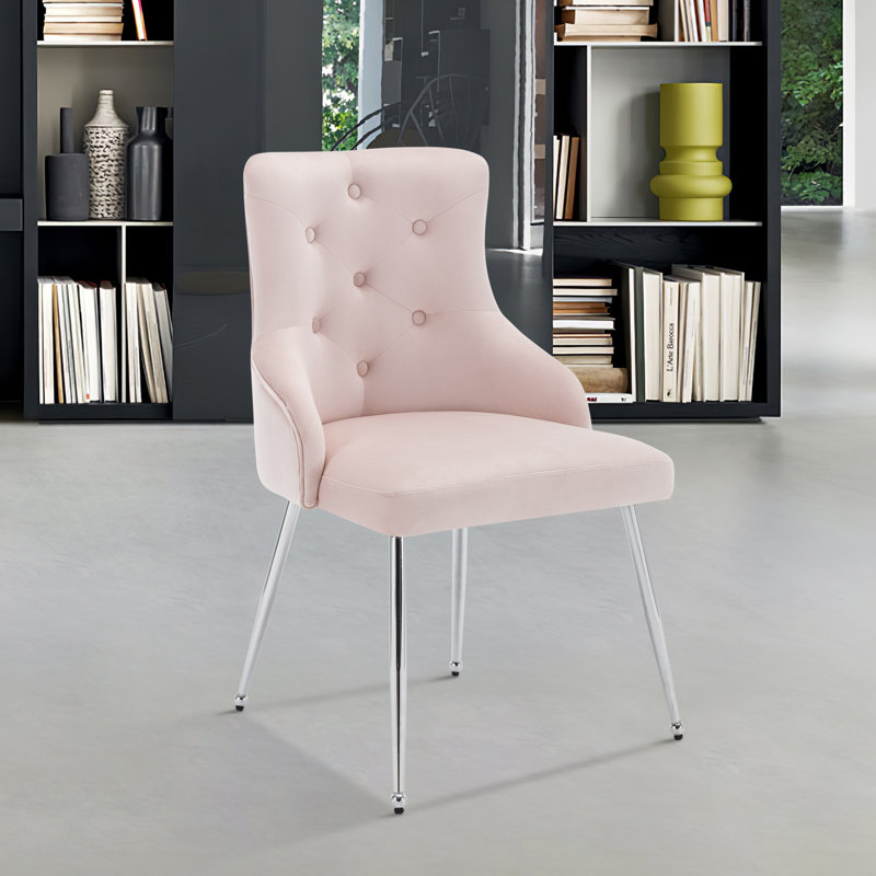 Arrika 49cm H Tufted Velvet Upholstered Upholstered Back Armchair, Pink