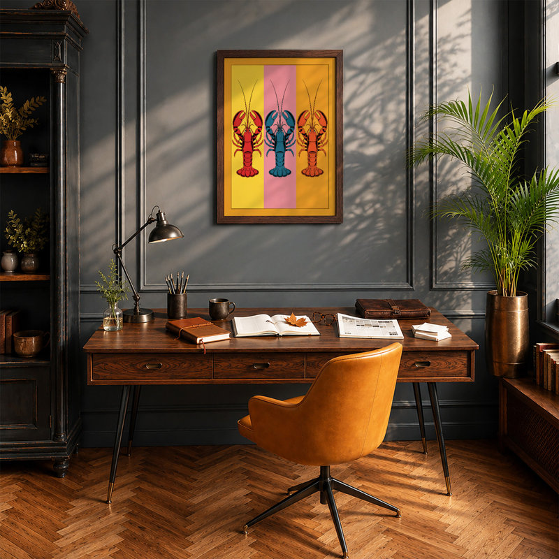 Lobster Trio Pop Art - Framed Print, Walnut, A1 - 84.1 x 59.4 cm