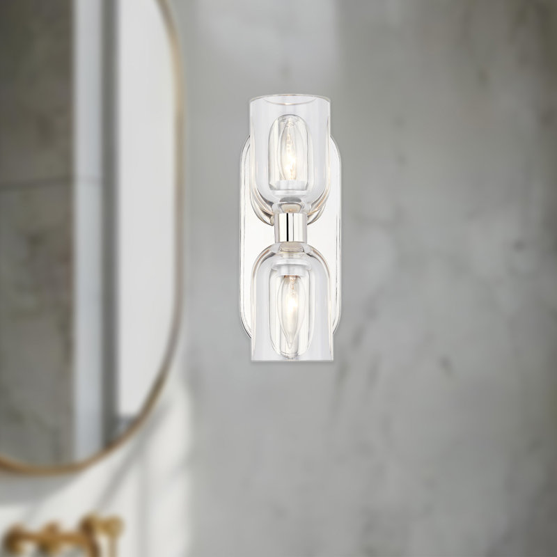 Éclairage pour meuble-lavabo 2 lumières Lucian, Cristal transparent / nickel poli