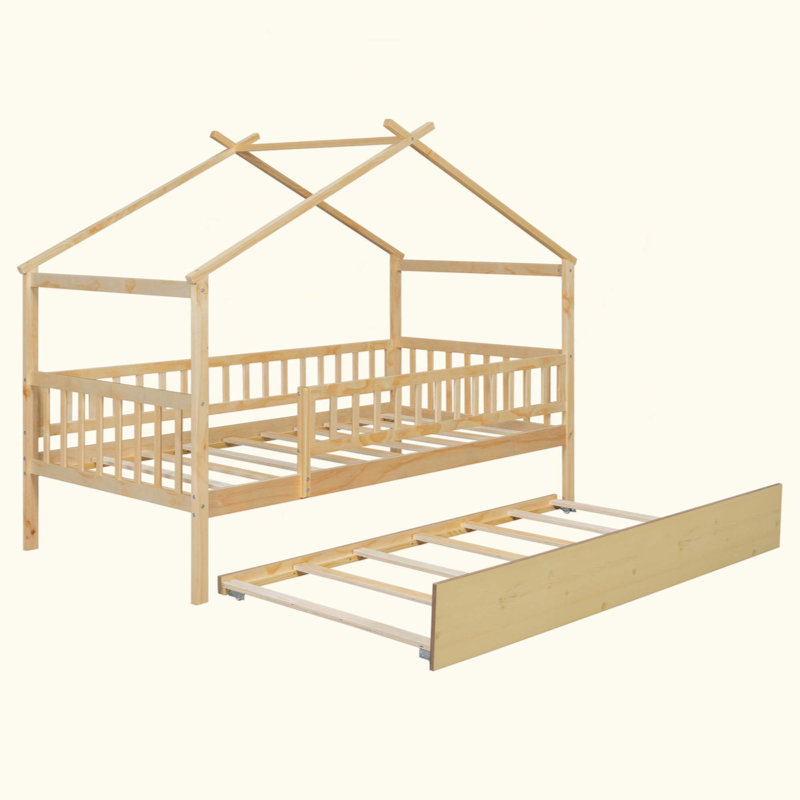 Lit en bois avec lit gigogne simple