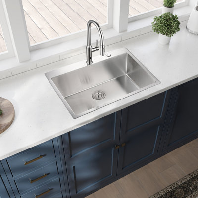 33"X22"X10" Drop-In Sink Stainless Steel Single Bowl - T304, , Rust & Stain Protected, Easy To Clean, R10 Radius For Functionality 33X22x10" T304 Construction, Layer, Clean With Paper Cube, Corners