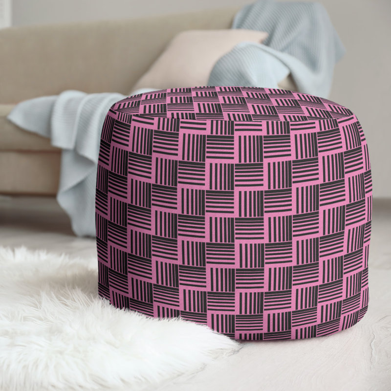repose-pieds à rayures classic basketweave, Noir / rose