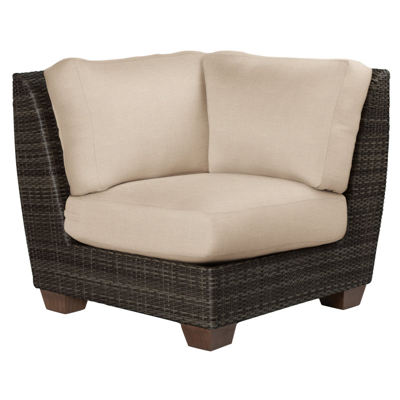 Chaise de patio avec coussins Saddleback, Toile toile Sunbrella® Bird's Eye, Café