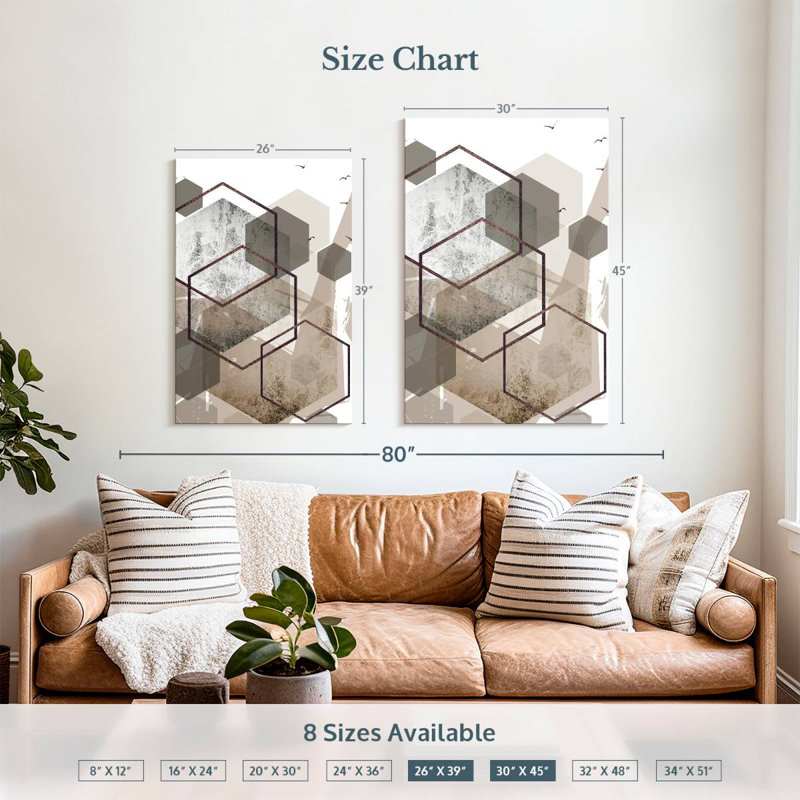 Avery Hexagons Beige III, 39" H x 26" W