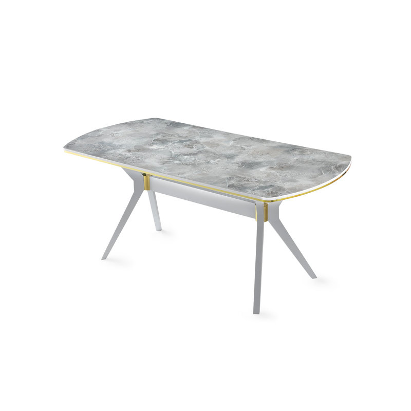 Adelgunde Solid Wood Base Dining Table, Cream, White