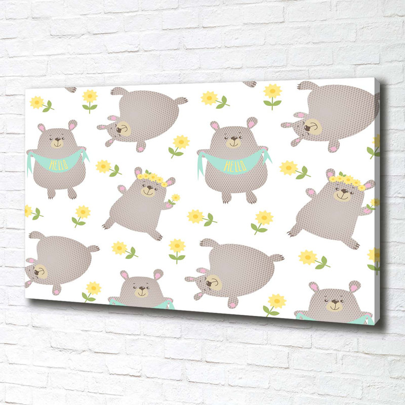 Teddy Bears Illustration - No Frame Print on Canvas