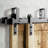 Black Rustic Straight Design Double Track Bypass Two Door Barn Door Hardware Kit-51702709