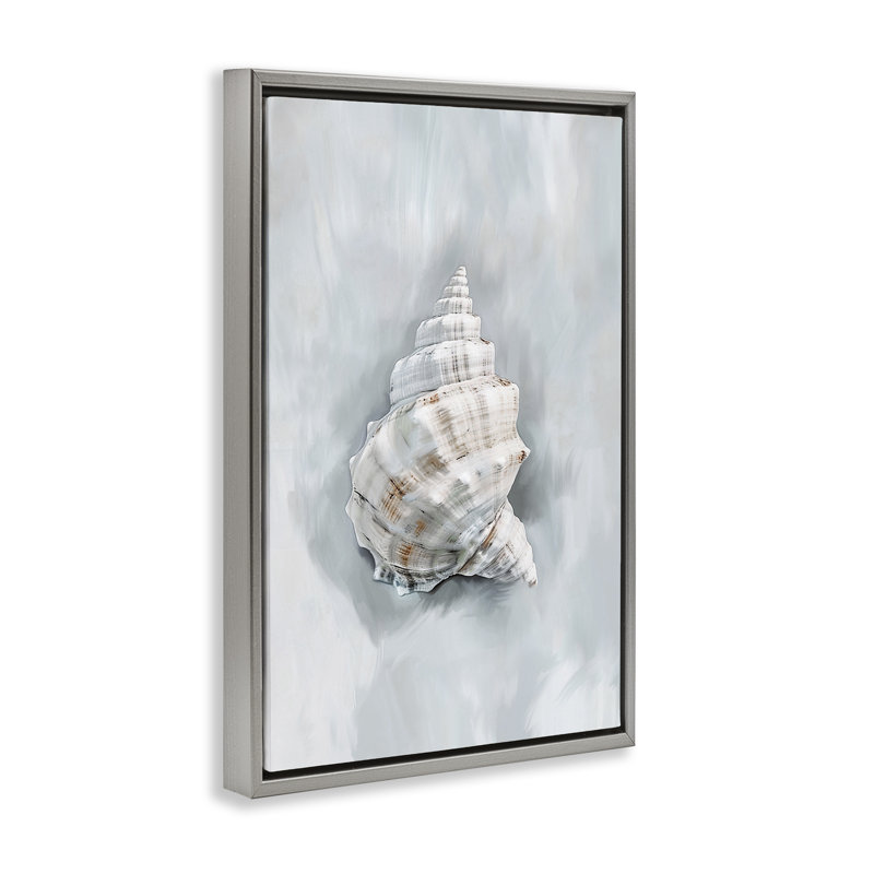 Conch Seashell Mirage Floating Frame, design by Ramona Murdock, 25" H x 17" W, Luster Gray Floater Frame