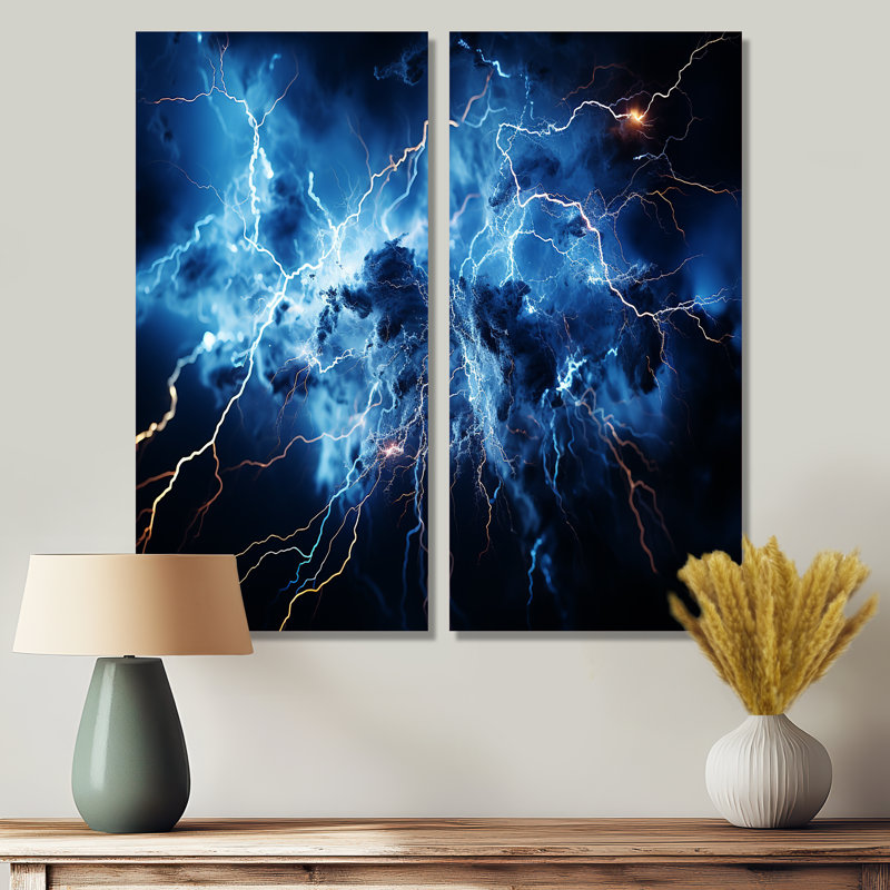 Lightning Electrifiant Symphony - Paysages, art mural foudre, H 32 po x l 32 po, Toile tendue, Ne s’applique pas