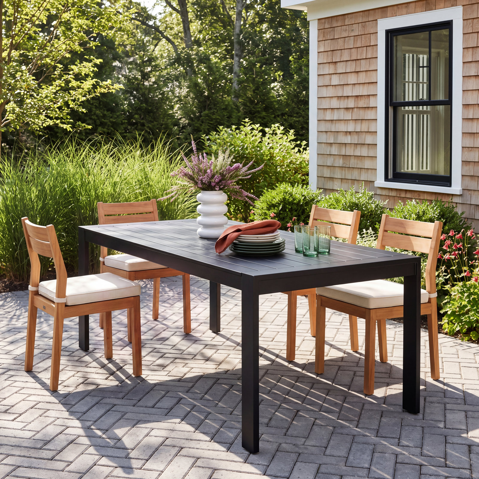 Dwyer 37.4 " Patio Dining Table, Black