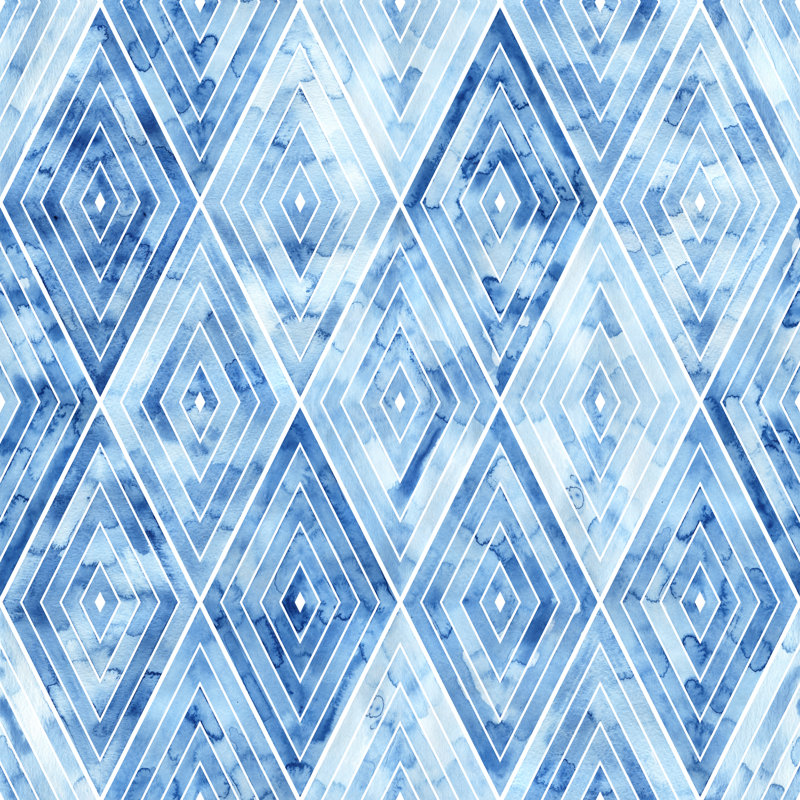 Geometric Seamless WaterColour Pattern by Flovie - Wrapped Canvas Print, 30cm H x 30cm W