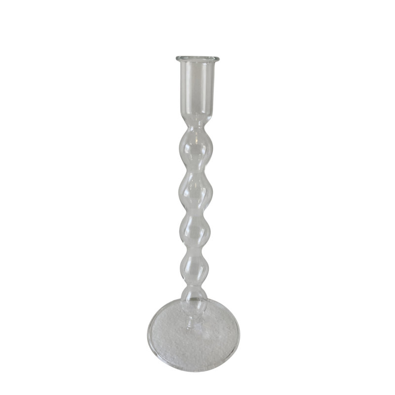 Porte-bougie en verre transparent H 10,5 po et diamètre 4 po