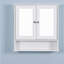 Armoire de salle de bain murale blanche avec 2 portes miroir et tablette réglable