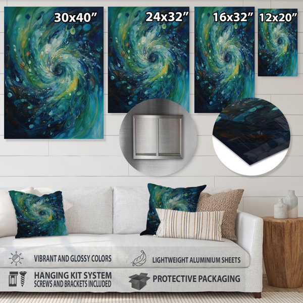 Ivy Bronx Blue Green Transcendent Liquid Ink - Abstract Marble Metal ...