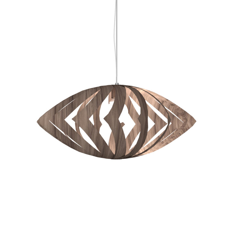 Luminaire suspendu géométrique unique à 1 lumière Versátil, H 13,65 po x l 26,52 po x P 26,52 po, Noyer américain