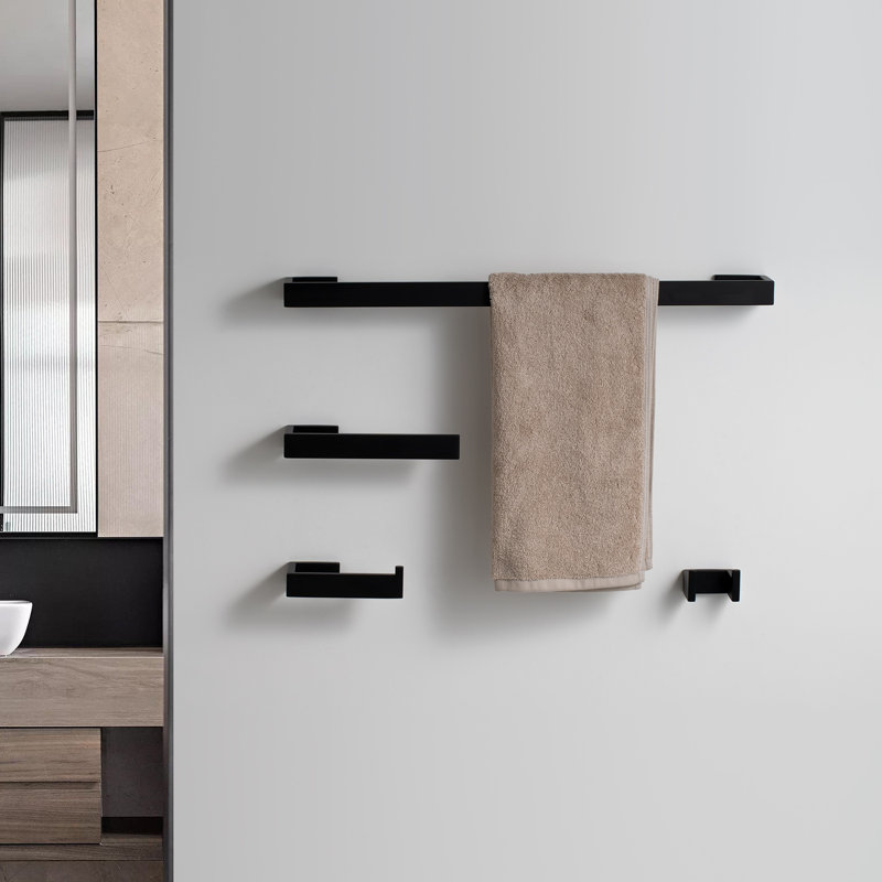 Ensemble de quincaillerie de salle de bain murale en acier inoxydable 4 pièces, Noir mat