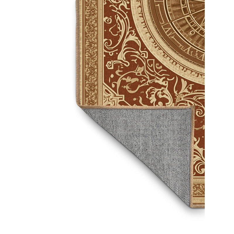 Tapis damassé brun classique lavable à la machine Botkins - Reliure brun clair, 5 x 7