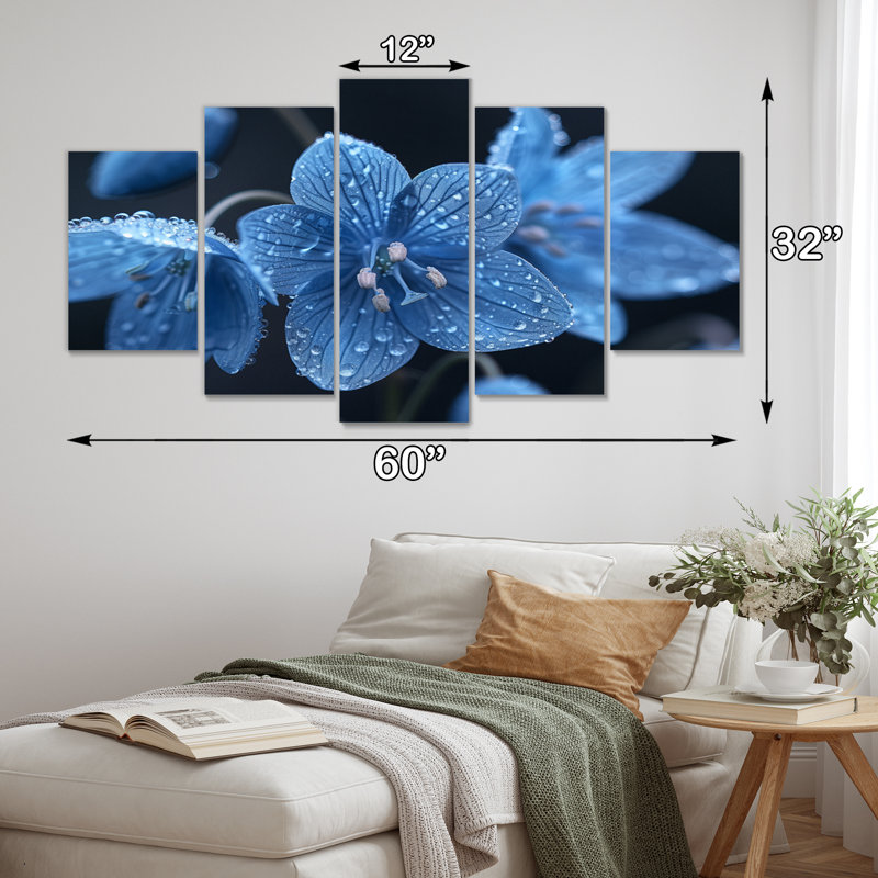 «Blue Grey Frozen Tears Snowdrop», ensemble d'art mural sur toile