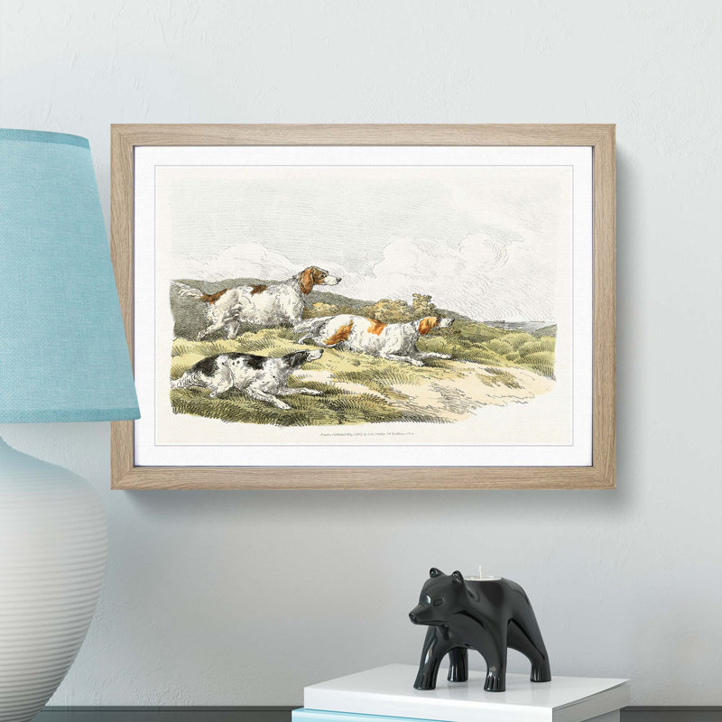 The Running Hounds by Henry Alken - Picture Frame Painting Print, Oak Framed, 27cm H x 36cm W x 2cm D