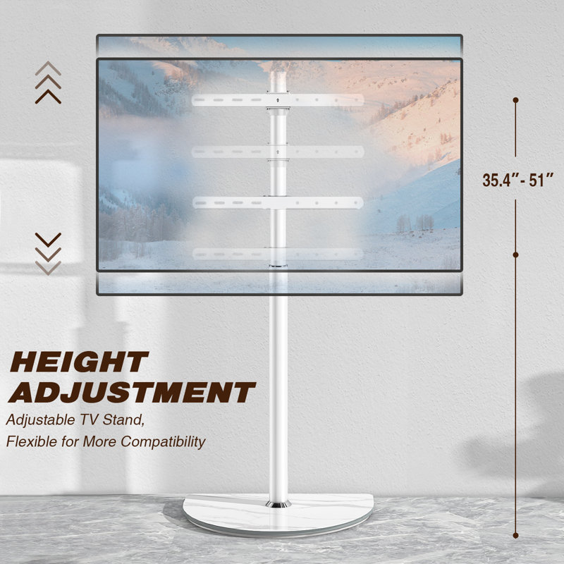 Corner TV Floor Stand with Swivel Mount for 32 40 50 55 60 65 inch LED LCD Plasma TVs, White
