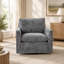 Fauteuil pivotant à 360 degrés, fauteuil club rembourré en tissu chenille gris, pour salon et chambre