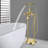 39-3/4 In. Double-Handle Freestanding Floor Mounted Bathtub Filler Faucets With Hand Held Shower Head In-111704733