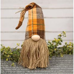 Grand gnome à carreaux en jute