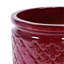 3 pots de fleurs modernes en céramique rouge pour pâte de jardin - Drainage d'extérieur au fini givré et brillant - Racine