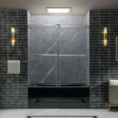 WOODBRIDGE 60" × 30" Acrylic Rectangular Alcove Soaking Bathtub, High Gloss Black, Right Drain, Brushed Gold Pop-Up Drain, Slotted Overflow, Contemporary Soaking Tub
