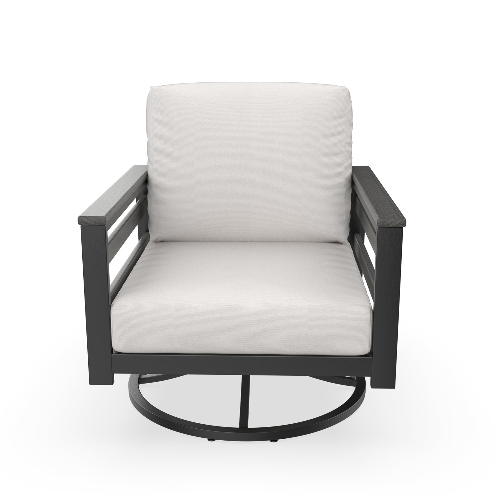 Townsend Metal Outdoor Swivel Rocking Chair with Sunbrella® Cushion, Sunbrella Canvas Natural, Gray