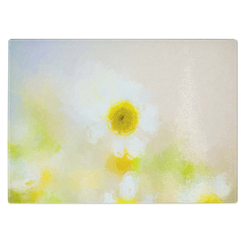Tempered Glass Daisy Flower View Chopping Board, 39 cm W x 28.5 cm L