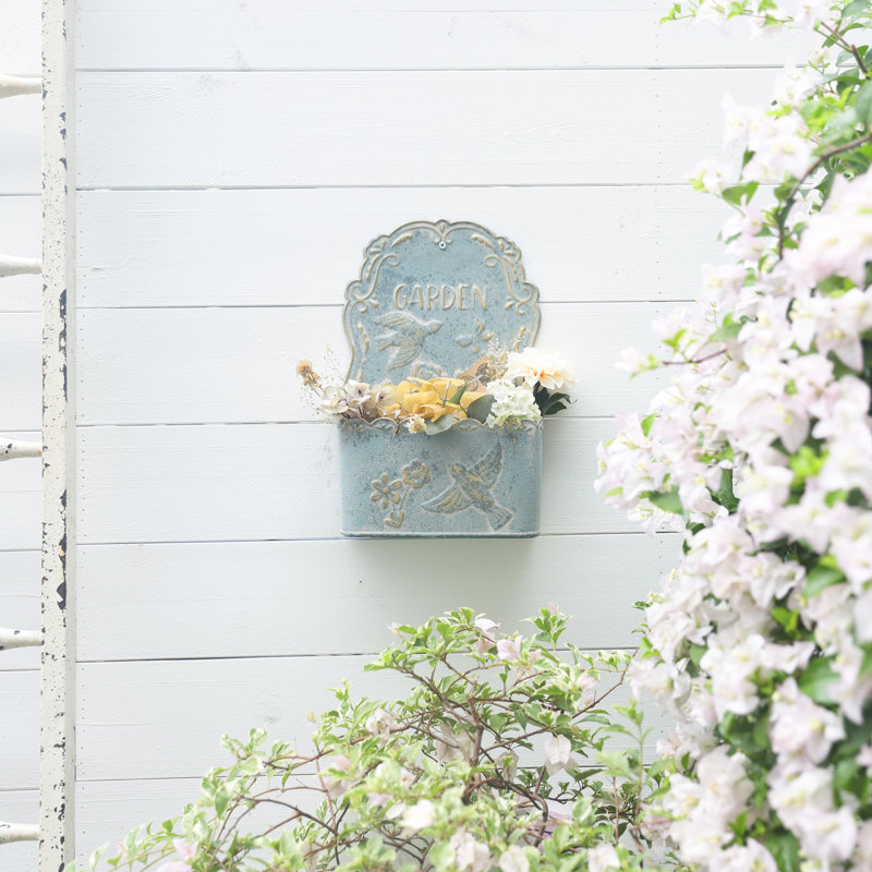 Jardinière murale en métal rustique pour plantes d'intérieur / extérieur, fleurs fraîches et artificielles, décoration murale de ferme pour jardin extérieur