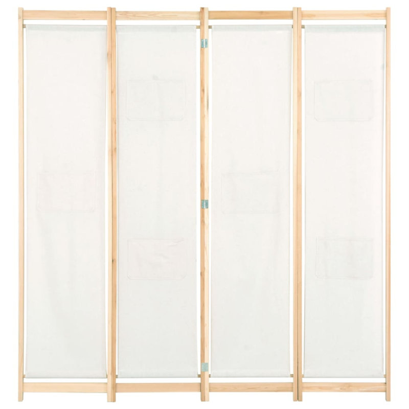 Paravent pliable pour la maison, Crème, 4, H 66,9 po x l 94,5 po x P 1,6 po