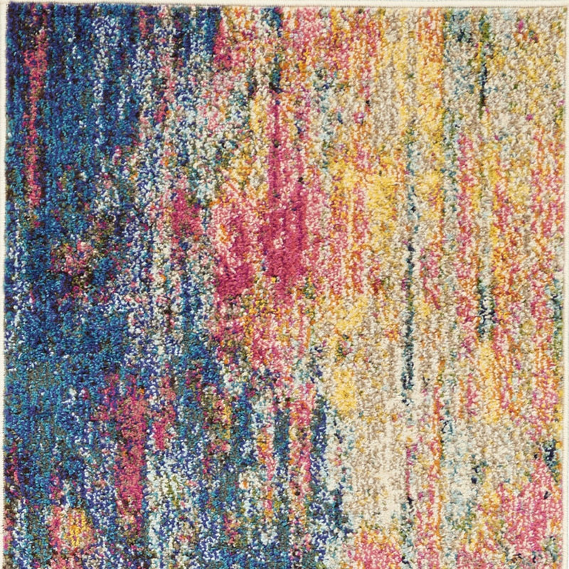 Tapis bleu antidérapant 2 pi x 6 pi bleu et jaune