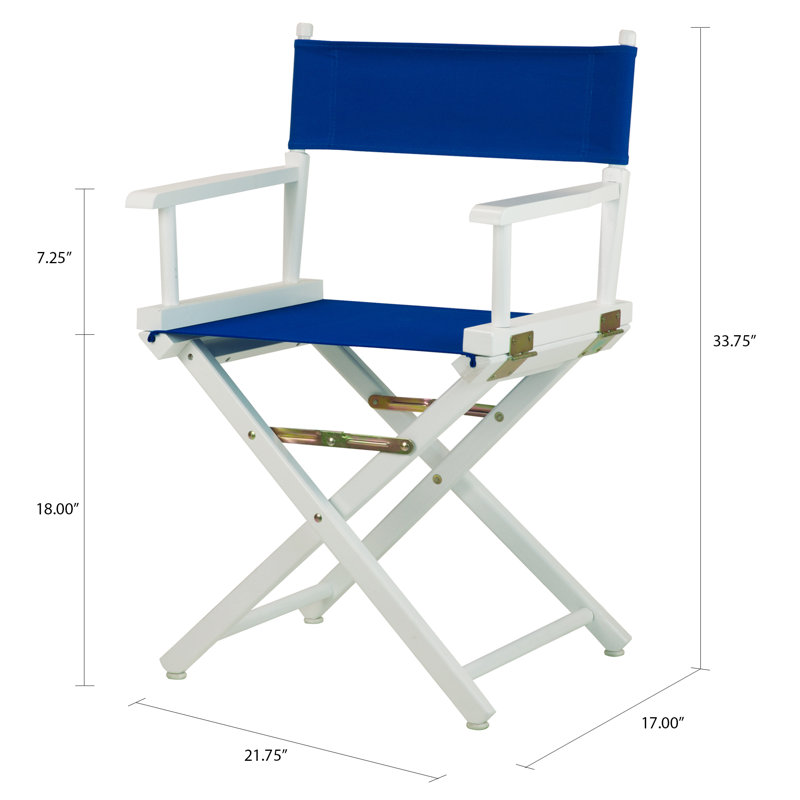 Chaise de réalisateur pliante 18 po, Bleu royal, Blanc