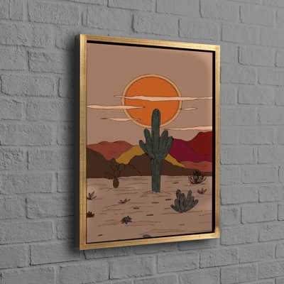 Stylish Cactus Canvas Wall Art Featuring a Sun Poster and Desert Landscape Perfect For Home Decoration or as a Thoughtful Christmas Gift For Him