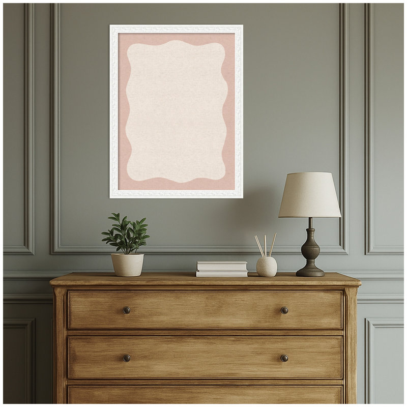 Tableau d'affichage en lin encadré en tissu, Rose / beige, H 26 po x l 20 po x P 1 po, Blanc Bethany