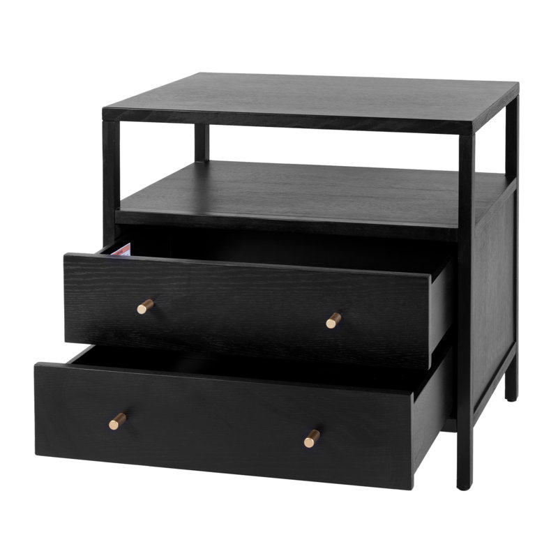 Table de chevet 2 tiroirs Sloane, Noir