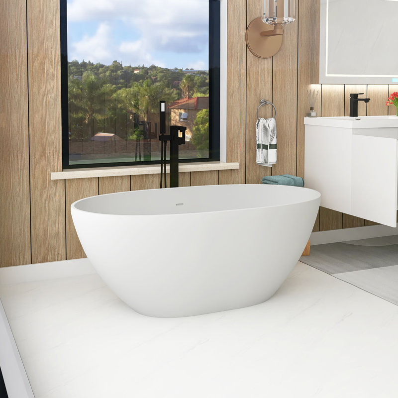 55“ Freestanding Soaking Solid Surface Bathtub