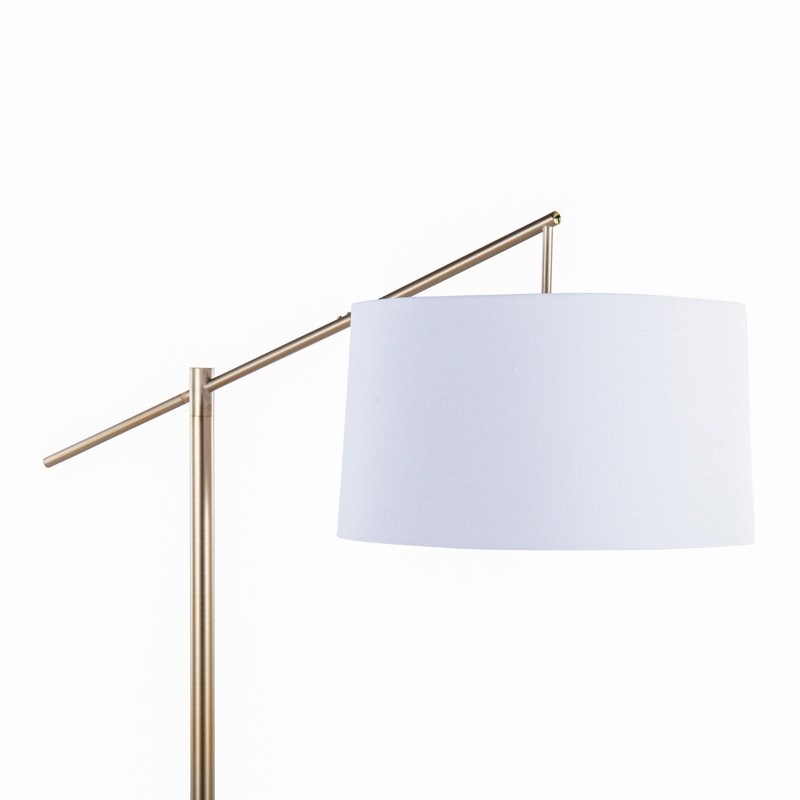 Lampe sur pied 69 po John-Stephan, Plaqué or, Blanc