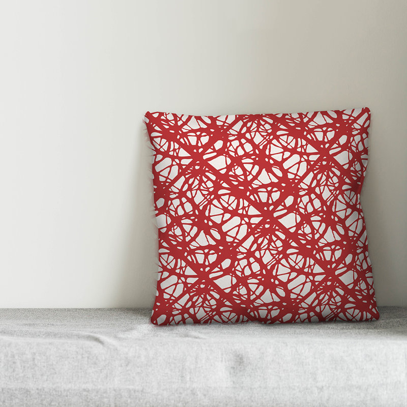  Coussin Dash, 16 po x 1 po, Géométrique rouge 2