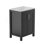 Une armoire de salle de bain noire de 24 pouces, jumelée à un lavabo en céramique blanche, présente un design moderne et est faite de matériaux imperméables et durables.