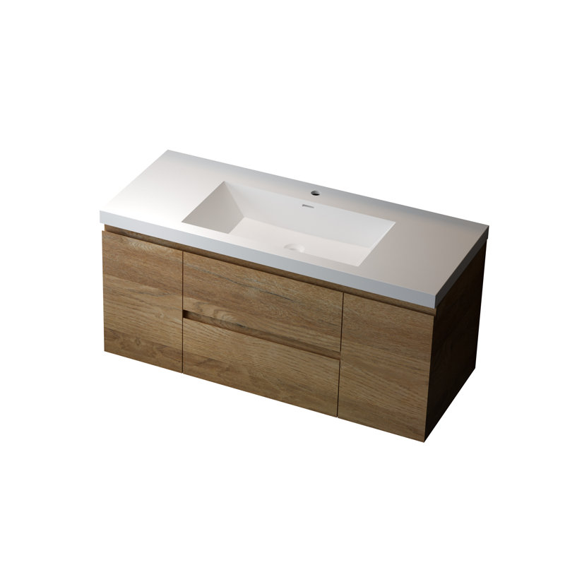 Bianey 46.9'' Single Bathroom Vanity with Resin Top, Oak