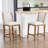 Farmhouse Solid Wood Barstools With Vintage Brass Studs, Upholstered Low Barstools For Bar Counters And Kitchen Islands Set Of 2-912758494