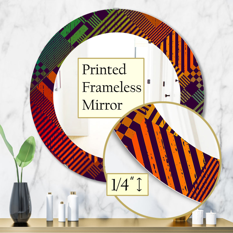 Accent Mirror, 31.5" H x 31.5" W, Grungy Geometric