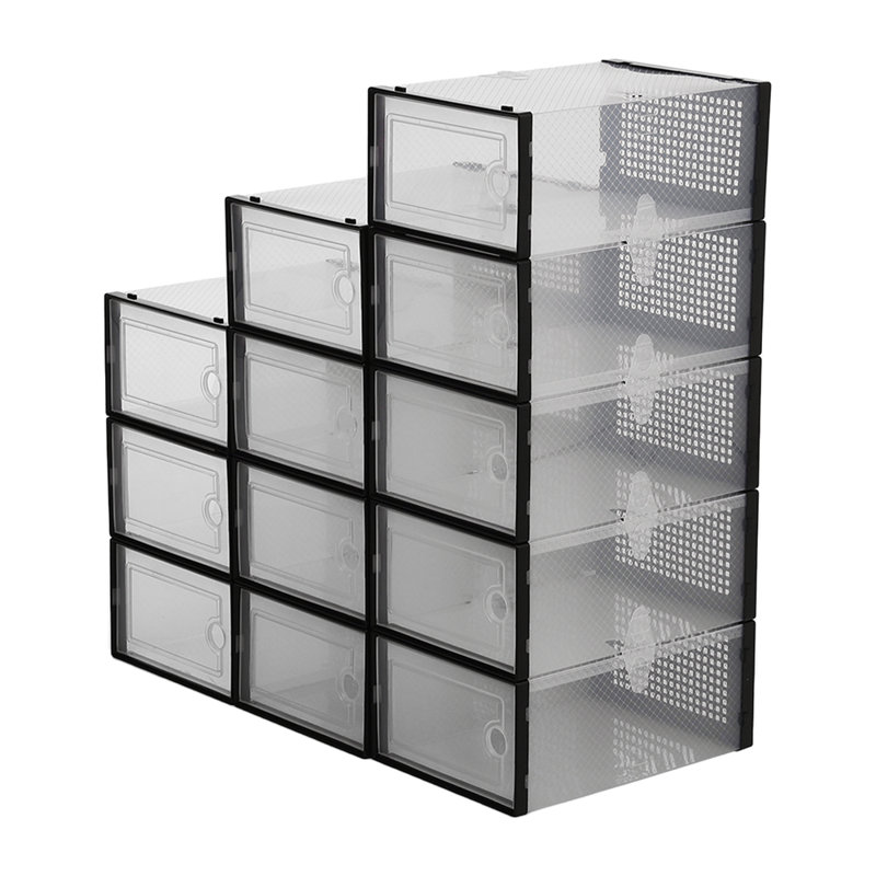 Toddington 12 Pair Stackable Shoe Storage Box, Black